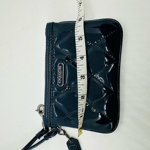 Coach Women's Dark Blue Poppy Patent Leather Coin Wristlet Purse - Picture 9 of 11
